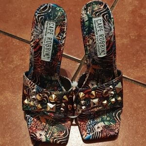 Cape Robbin Tropical Multicolor Studded Slide Mules